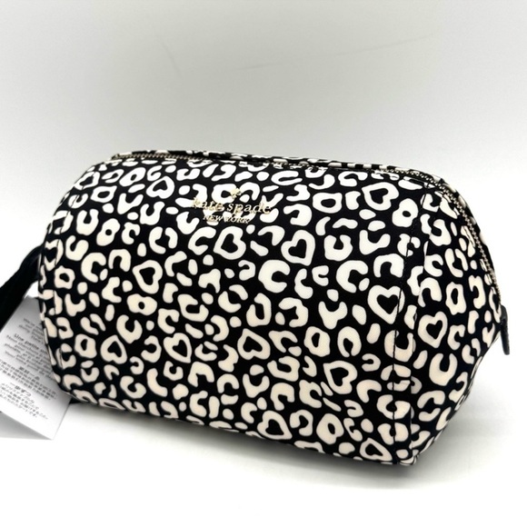 Kate Spade Chelsea Colorblock Medium Leopard  Cosmetic Case Black Multi - Picture 1 of 7